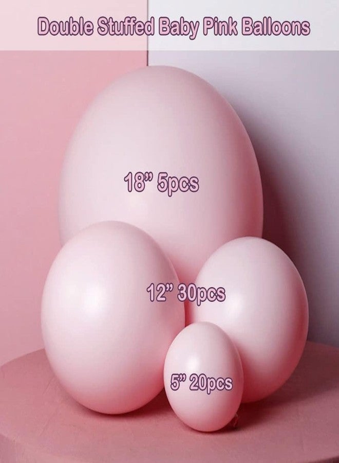 Partycus Double Stuffed Pink Balloon Garland Arch Kit Pastel Light Pink Balloons Different Sizes 18/12/5 Inch for Baby Shower Birthday Bridal Wedding Valentine Party - Image 3