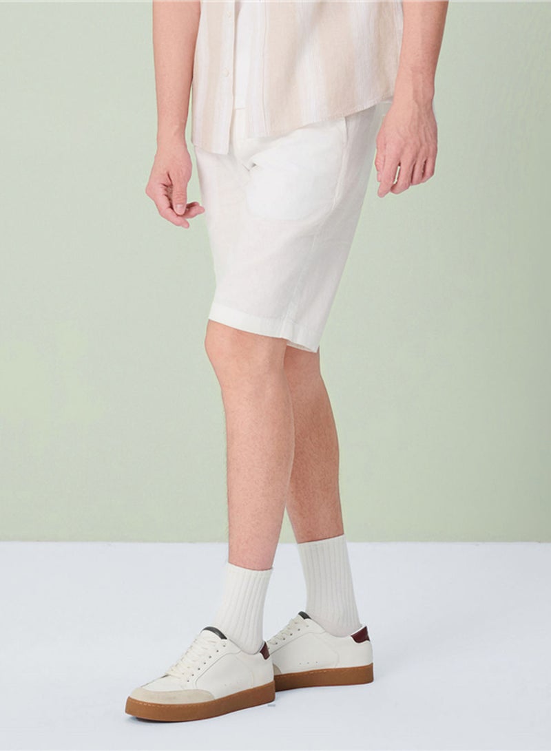 GIORDANO Men's Slim Linen Cotton Bermuda Shorts - Image 4