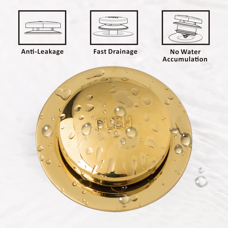 Artiwell Universal Tip Toe Bath Drain Stopper And Cover Bathtub Drain Stopper Replaces Lift And Turn Tip-Toe And Trip Lever Drains For Tub Ez Installation And Clearing (Polished Brass) - Image 4