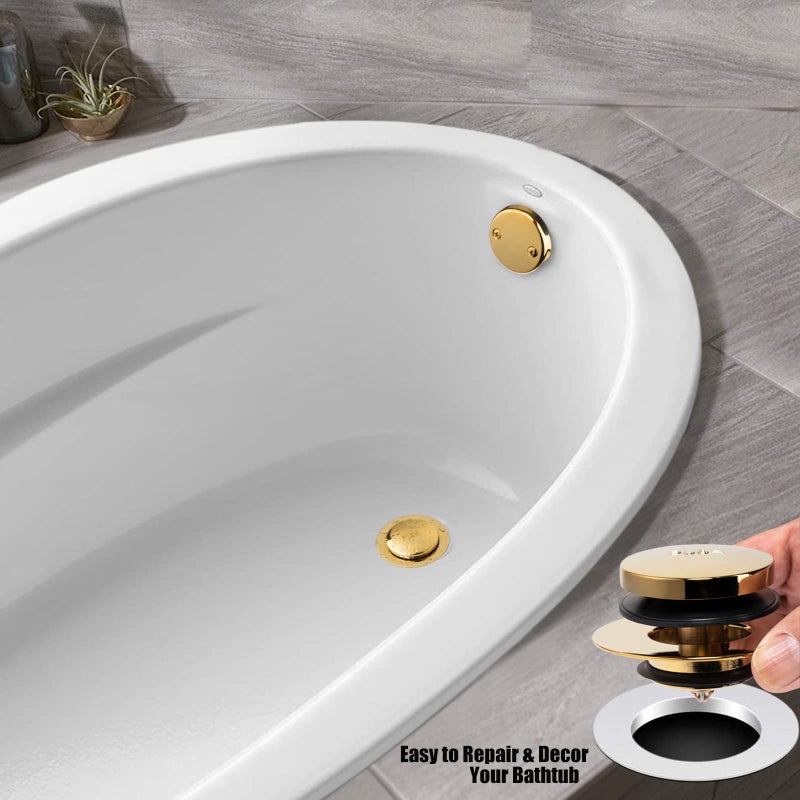 Artiwell Universal Tip Toe Bath Drain Stopper And Cover Bathtub Drain Stopper Replaces Lift And Turn Tip-Toe And Trip Lever Drains For Tub Ez Installation And Clearing (Polished Brass) - Image 3
