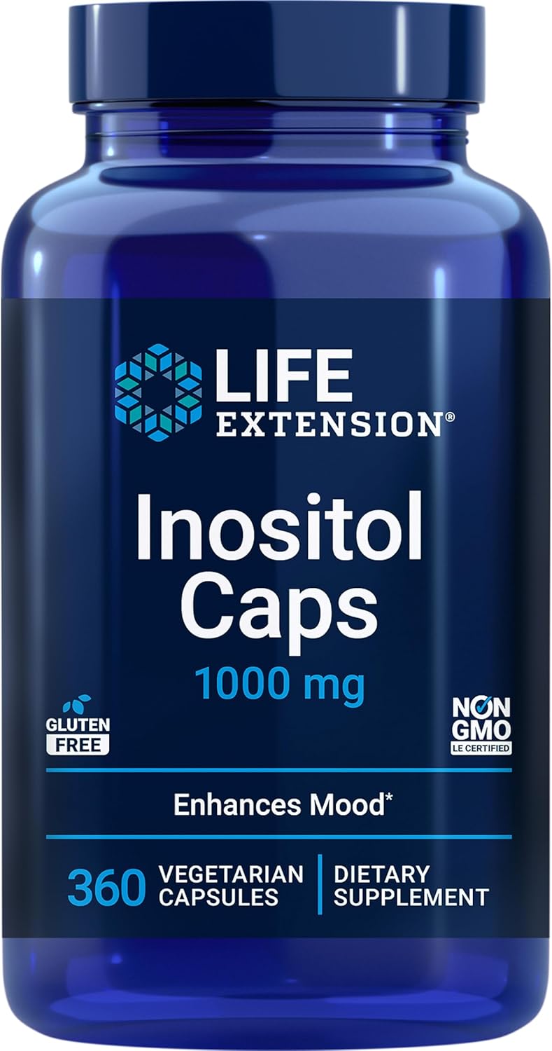 Life Extension Inositol Caps  1000 mg MyoInositol  Mood Health WellBeing Healthy Metabolism Hormone Balance  GlutenFree NonGMO Vegetarian  360 Capsules - Image 1