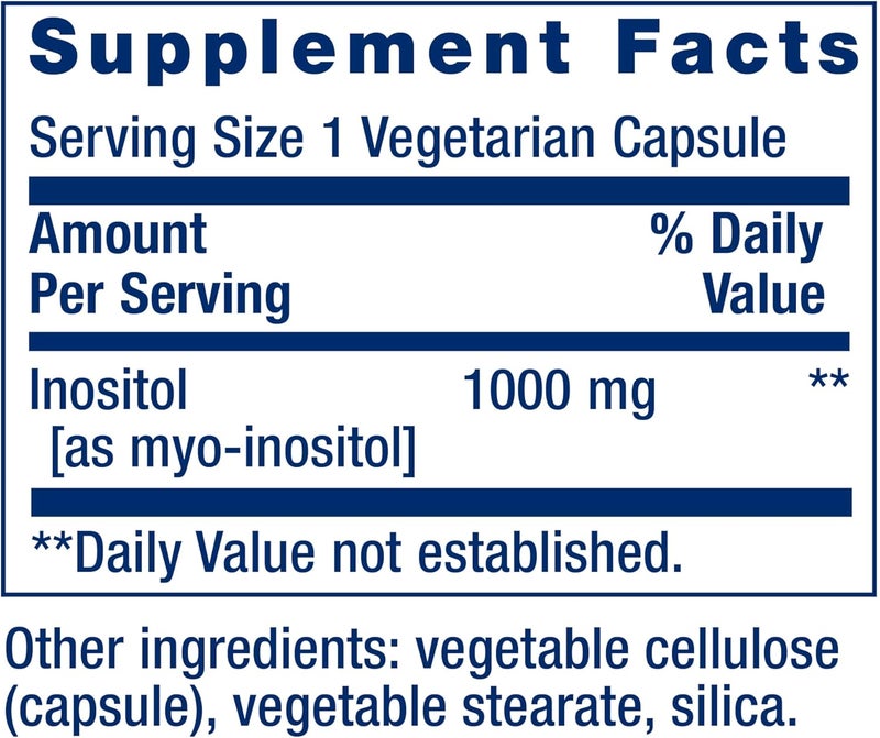 Life Extension Inositol Caps  1000 mg MyoInositol  Mood Health WellBeing Healthy Metabolism Hormone Balance  GlutenFree NonGMO Vegetarian  360 Capsules - Image 3