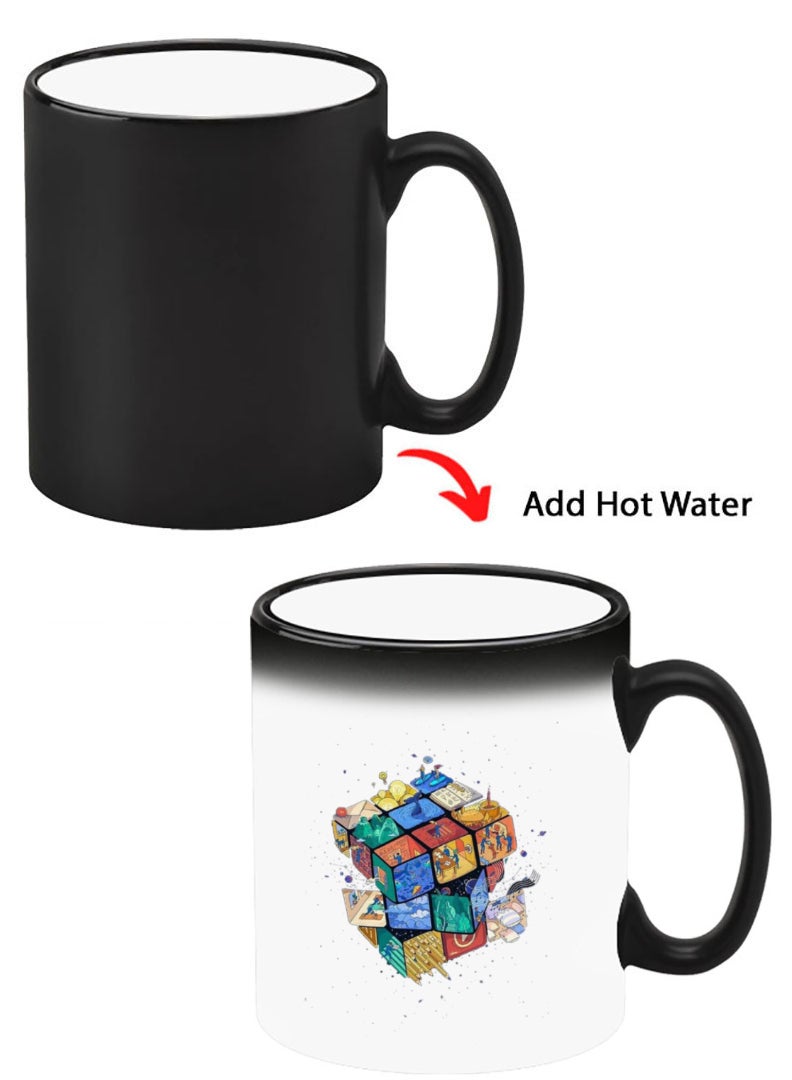 Theodor Color Changing Heat Sensitive Ceramic Mug, Image Revealed When HOT Liquid is Added! Cube  - Image 1