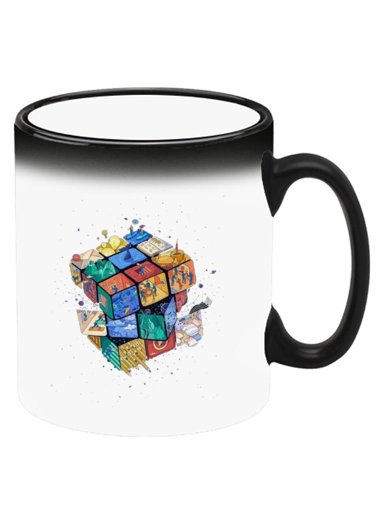 Theodor Color Changing Heat Sensitive Ceramic Mug, Image Revealed When HOT Liquid is Added! Cube  - Image 2