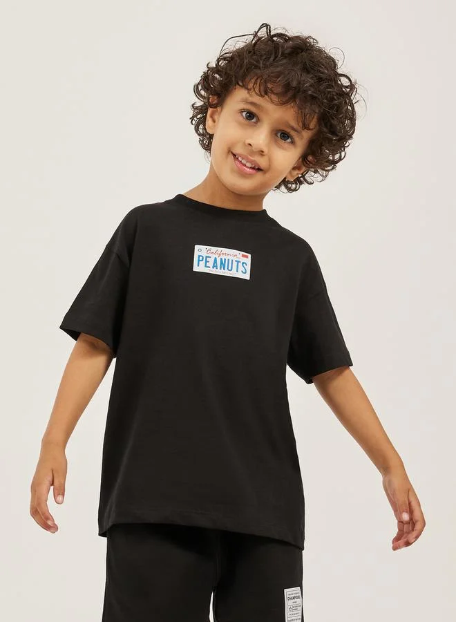 Styli Peanuts Printed Short Sleeve Oversized T-Shirt