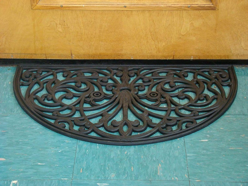Kempf Rubber Scroll Doormat Half Moon Mat, Indoor Outdoor Entrance Mat, Low Clearance, Functional and Easy to Clean, Wrought Iron Scroll Design - Image 4