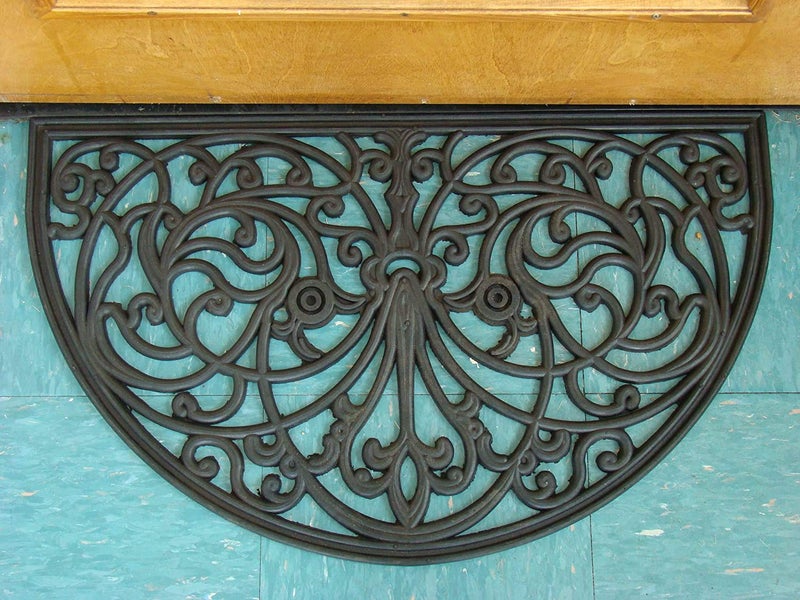 Kempf Rubber Scroll Doormat Half Moon Mat, Indoor Outdoor Entrance Mat, Low Clearance, Functional and Easy to Clean, Wrought Iron Scroll Design - Image 3