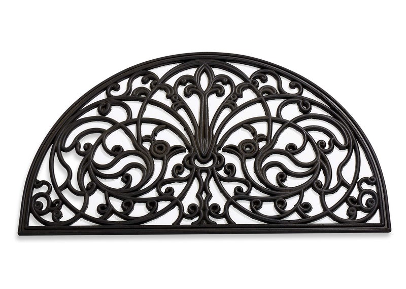 Kempf Rubber Scroll Doormat Half Moon Mat, Indoor Outdoor Entrance Mat, Low Clearance, Functional and Easy to Clean, Wrought Iron Scroll Design - Image 2