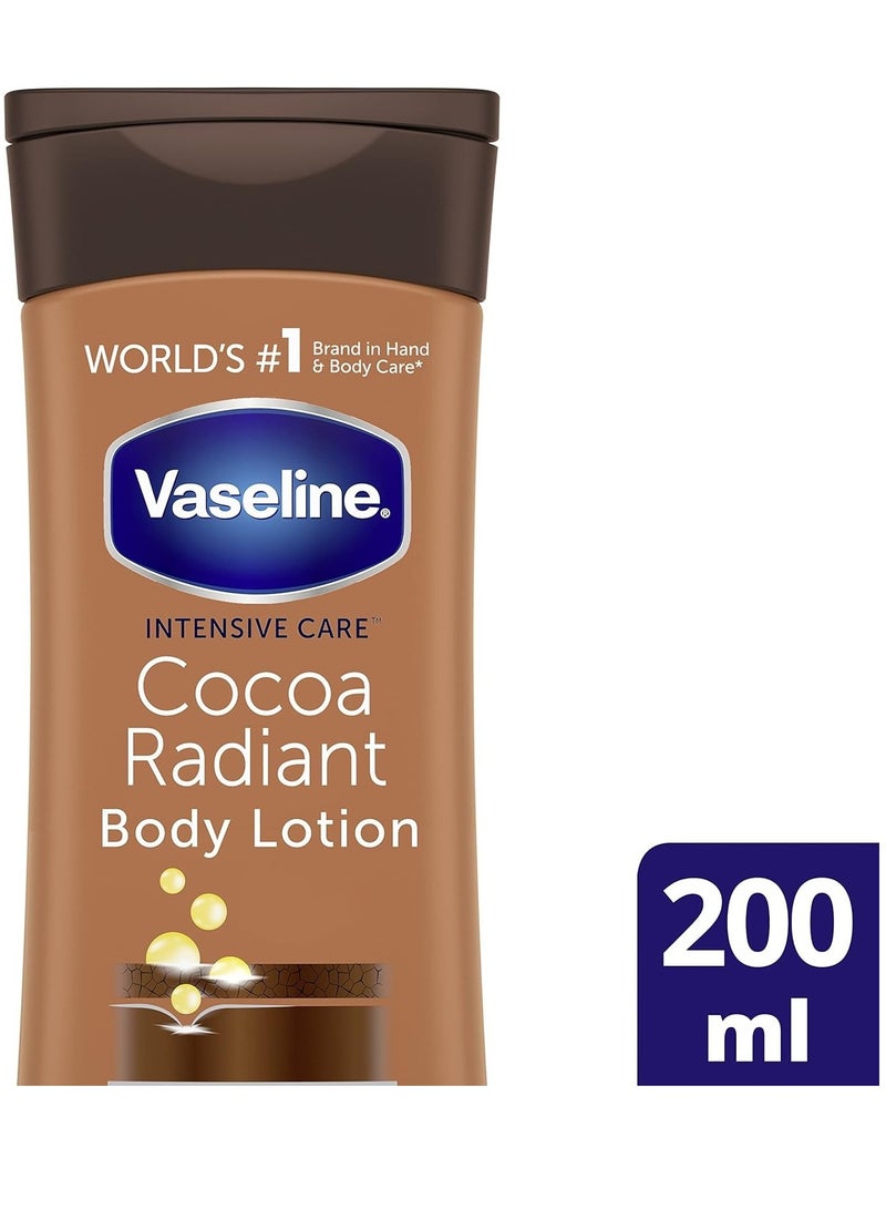 Vaseline Intensive Care Cocoa Radiant Body Lotion with ultra-hydrating lipids and pure cocoa butter for dry skin 200 ml - Image 2