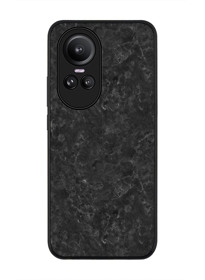 Stylizedd حافظة حواف سوداء متينة لهاتف أوبو رينو 10 / أوبو رينو 10 برو، تصميم مخصص رفيع ومرن مضاد للسقوط - نسيج رخام أسود - Image 1