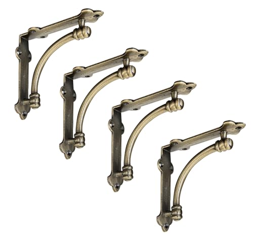 NACH Decorative Shelf Brackets, 4 Pack of 5.5 x 1.2 x 5.5 inch Gold Brackets - Cast Iron Shelf Brackets for Mounting - Half Round Style Decorative Brackets - Image 1