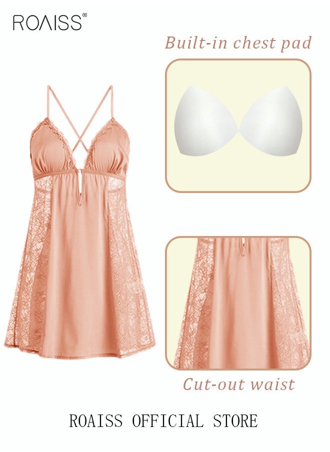 roaiss - 2 Piece Nightgown Set Women's Sweet Halter Nightdress Lingerie Sleepwear Home Dress Set Romantic Elegant Pajamas Ladies Spring Autumn Robe Loungewear - Image 1