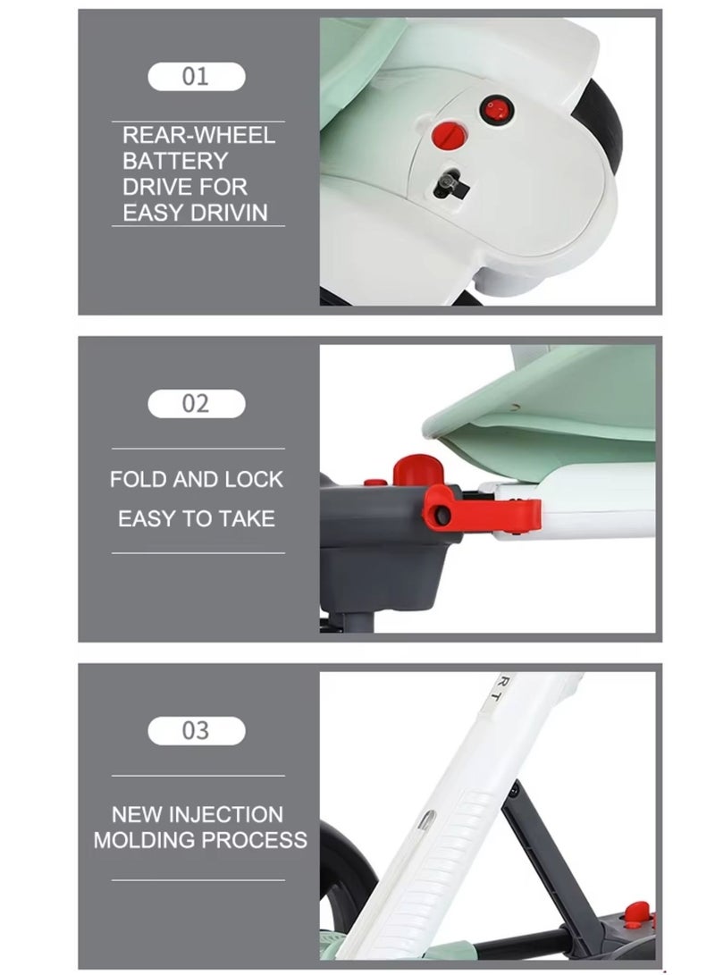 Foldable Electric Ride-On Car with Remote Control – 4-Wheel Kids Ride-On Toy | Safe & Sturdy Structure, Front Anti-Collision, Easy Steering, One-Motor, Dual-Battery | Supports Up to 50kg – Ages 4+ - Image 3