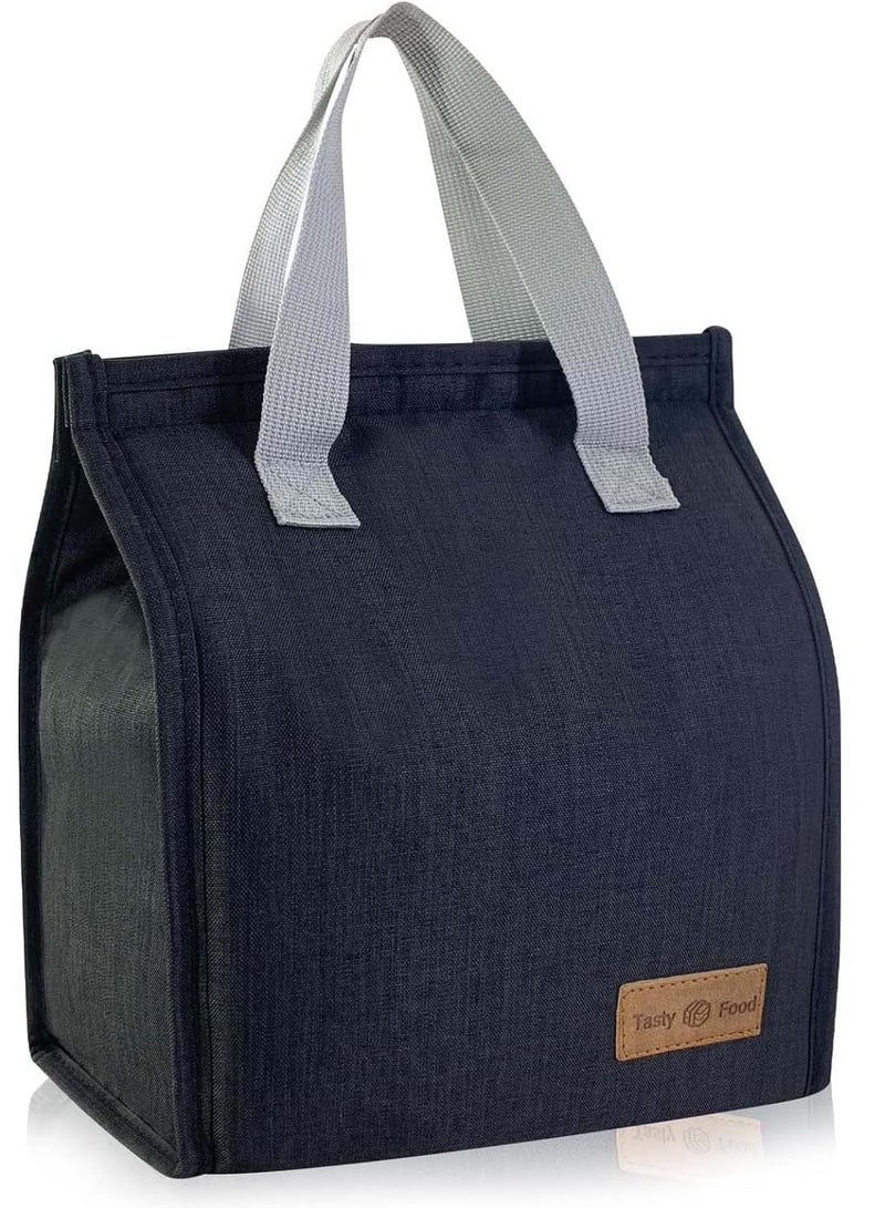 YIM-VIBEHAUS Lunch Bag, Insulated Lunch Box Bag for Women Men Kids, Reusable Insulated Lunch Bag, Leakproof Simple Bento Lunch Tote, Lunch Bag Insulated, for Office, Work, School, Picnic or Travel (Black)  - Image 1