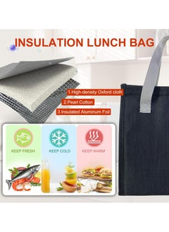 YIM-VIBEHAUS Lunch Bag, Insulated Lunch Bag for Women Men Kids, Reusable Insulated Lunch Bag, Leakproof Simple Bento Lunch Tote, Lunch Bag Insulated, for Office, Work, School, Picnic or Travel (Black)  - Image 2