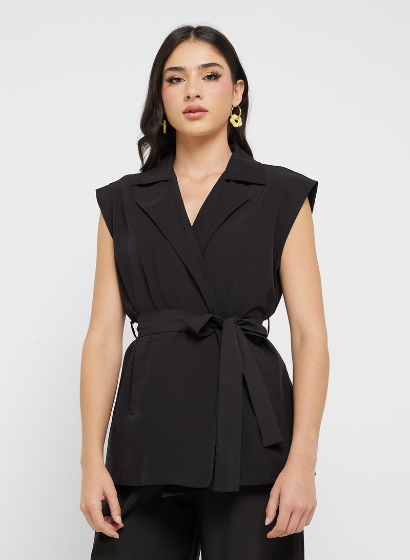 جينجر طقم سترة طويلة بحزام وبنطلون فضفاض - Image 3