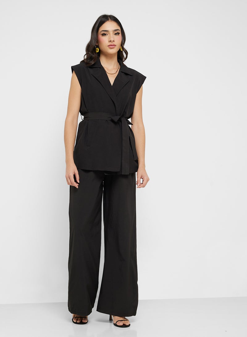 جينجر طقم سترة طويلة بحزام وبنطلون فضفاض - Image 5