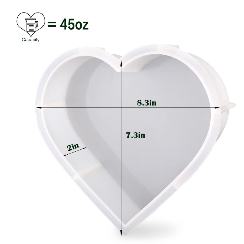 Actvty Large Silicone Molds for Resin, Heart Resin Mold, Epoxy Resin Molds for Flowers Preservation, Resin Art Casting, DIY Wedding, Valentine, Home Decors (8.3'' x 2'') - Image 2