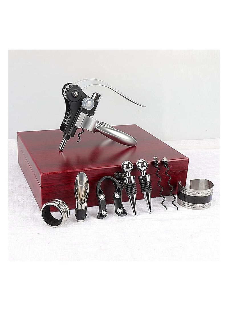 SYOSI Wine Opener Set Rabbit Type with Wine Stoppers, Drip Ring, Foil Cutter and Extra Corkscrew Premium All-In-One Wine Bottle Opener Kit Elegant Cherry Gift Wood Case - Image 3