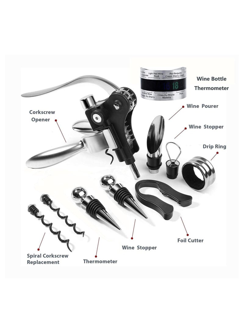 SYOSI Wine Opener Set Rabbit Type with Wine Stoppers, Drip Ring, Foil Cutter and Extra Corkscrew Premium All-In-One Wine Bottle Opener Kit Elegant Cherry Gift Wood Case - Image 4