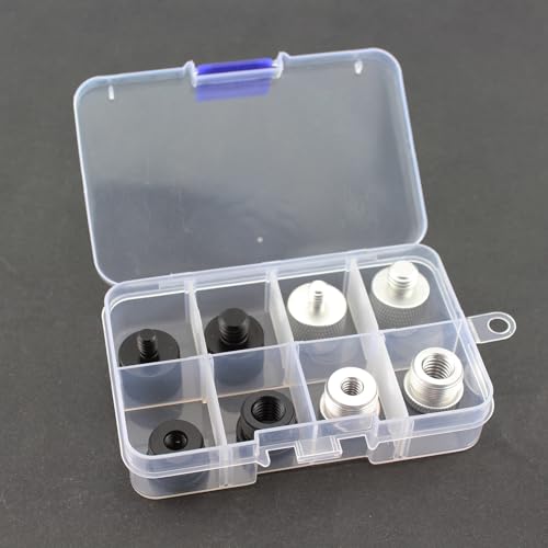 TAODAN 8PCS Black and Silver Aluminum Alloy Microphone Adapter Screws Set Tripod Adaptor Suitable for Shockproof Camera Mounts - Image 1