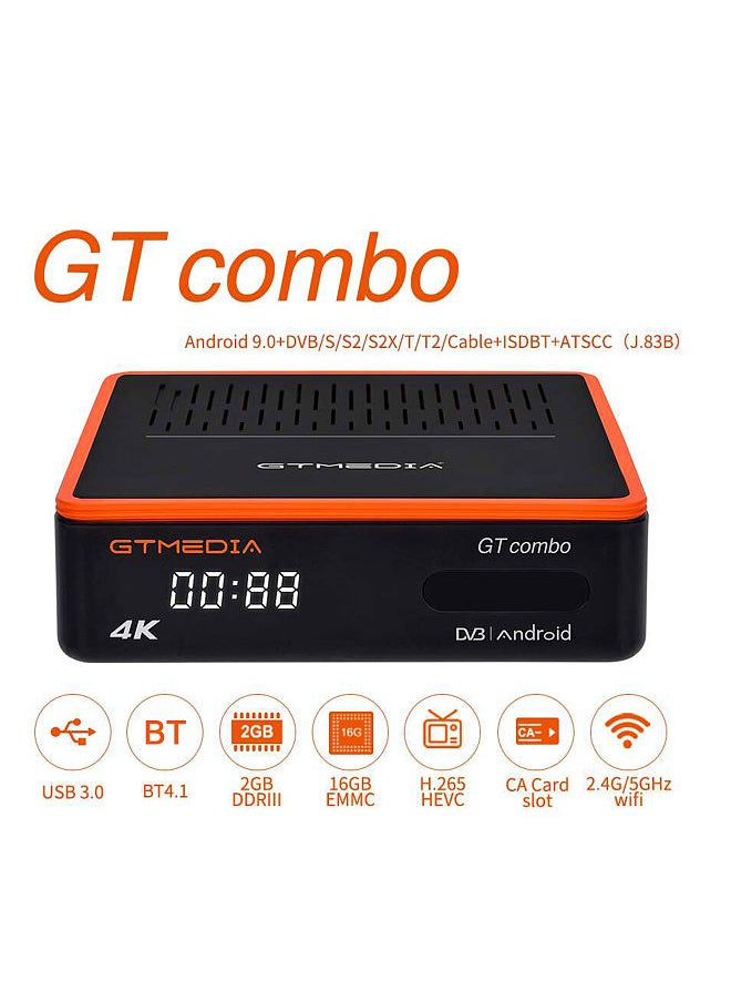 Gtmedia - GTMEDIA GT COMBO جهاز استقبال صندوق التلفزيون الذكي أندرويد 9.0 2 جيجابايت + 16 جيجابايت 4K مشغل الوسائط جهاز استقبال بث الفيديو الرقمي يدعم 2.4G/5G واي فاي ثنائي النطاق - Image 1