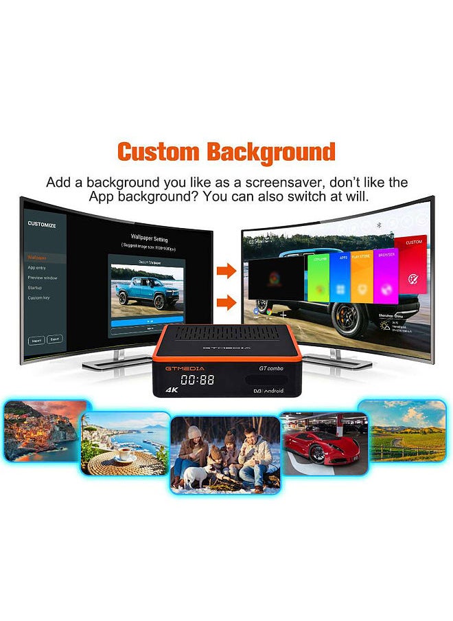Gtmedia - GTMEDIA GT COMBO جهاز استقبال صندوق التلفزيون الذكي أندرويد 9.0 2 جيجابايت + 16 جيجابايت 4K مشغل الوسائط جهاز استقبال بث الفيديو الرقمي يدعم 2.4G/5G واي فاي ثنائي النطاق - Image 1