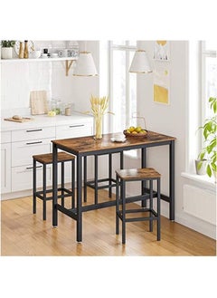 VASAGLE VASAGLE LBC65X Vintage Style Rustic Brown Bar Stools - Set of 2  - Image 2