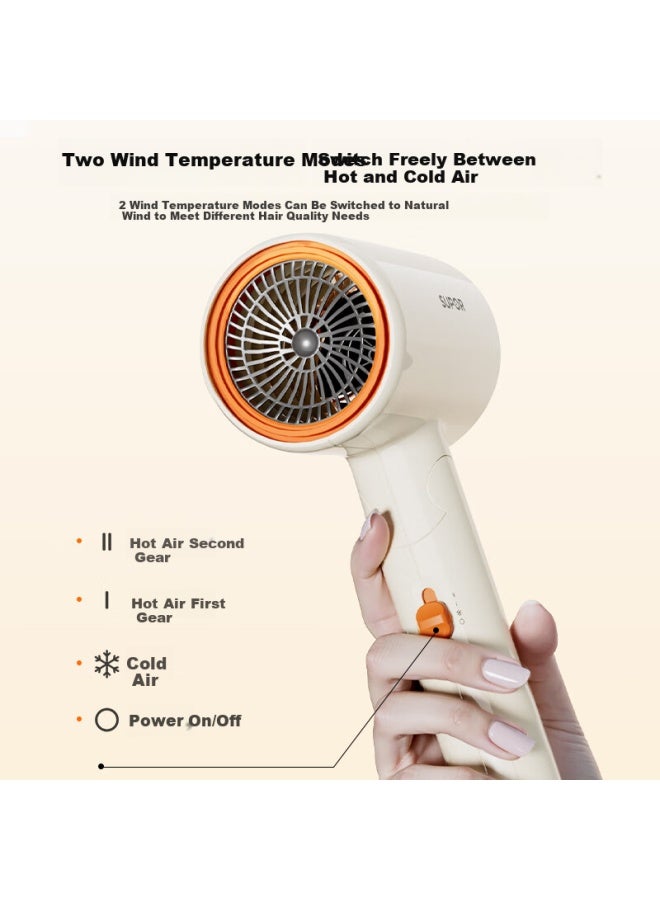 Supor 500 Million Negative Ion Hair Care Electric Hair Dryer, Portable Foldable Quick-drying Hair Dryer, Smart Temperature Control For Home And Dormitory Use, Ehdl-f844a Rice Orange, Qixi Valentine's Day Gift - Image 2