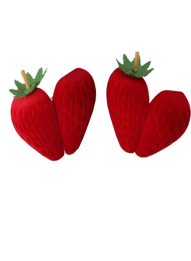 Pokinge 2Pcs Strawberry Ring Box Cute Jewelry Storage Case Red Strawberry Shaped Earring Storage Box Ideal for Birthdays, Anniversaries - Image 5
