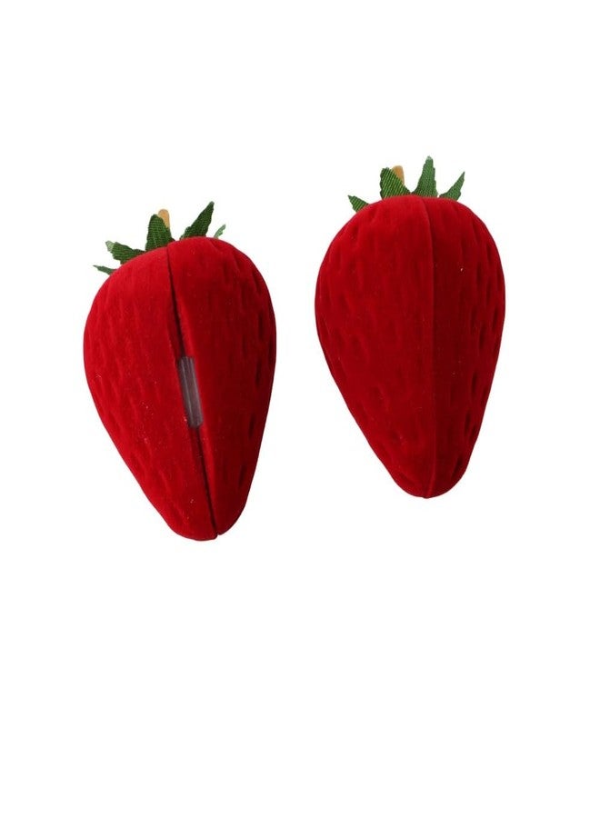 Pokinge 2Pcs Strawberry Ring Box Cute Jewelry Storage Case Red Strawberry Shaped Earring Storage Box Ideal for Birthdays, Anniversaries - Image 3
