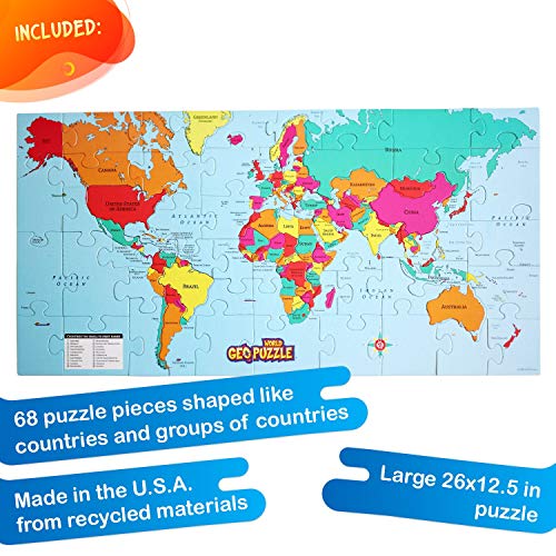 GeoToys - GeoPuzzle World - Educational Kid Toys for Boys and Girls  68 Piece Geography Jigsaw Puzzle  Jumbo Size Kids Puzzle - Ages 4 and up - Image 4