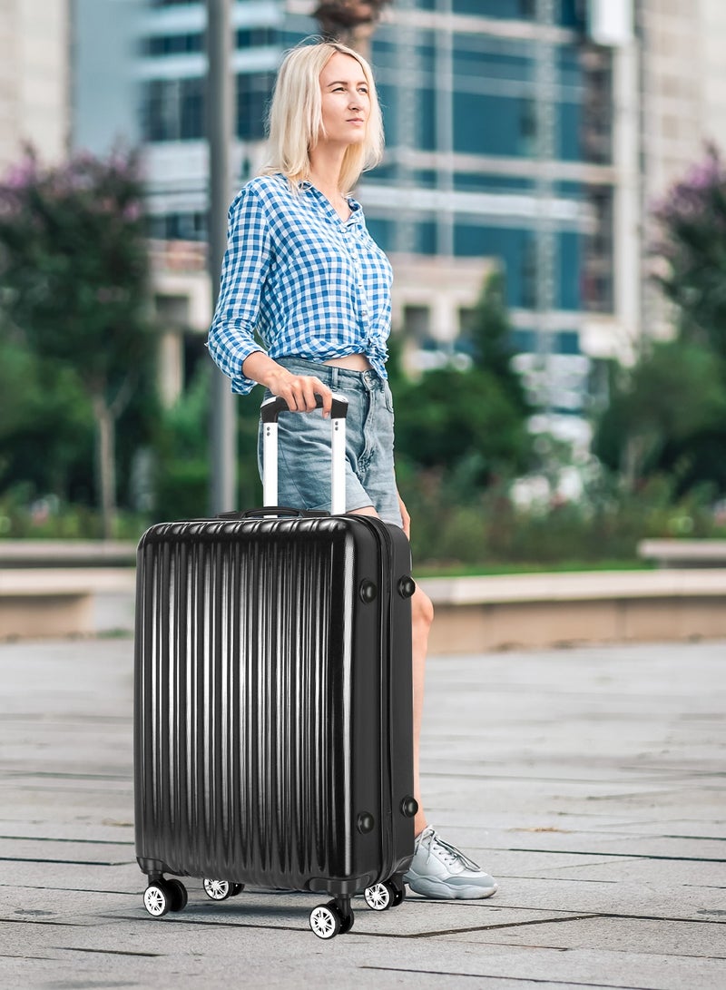 OHAHO Luggage Trolley 3 Piece Set Travel Luggage Sets for Men and Women 20inch/24inch/28inch ABS Material HardShell Suitcases with Spinner Wheels TSA Lock Scalable Trolley Luggage Bag (Black) - Image 5