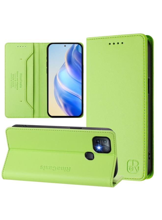 زبون جراب لهاتف Infinix Hot 10i RC01 مصنوع من الجلد ثنائي الطي مع خاصية الشفط المغناطيسي بتقنية RFID - Image 1