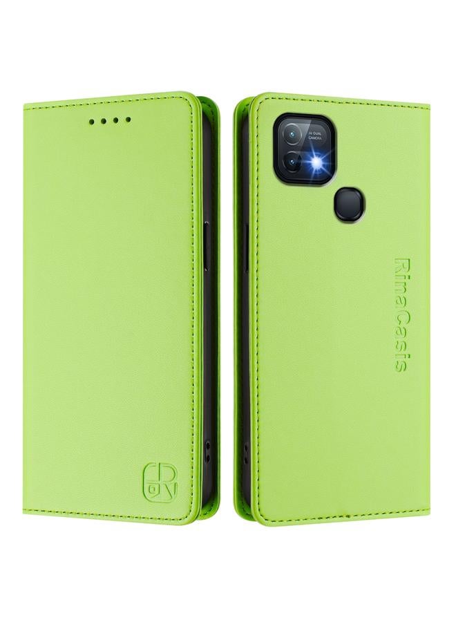 زبون جراب لهاتف Infinix Hot 10i RC01 مصنوع من الجلد ثنائي الطي مع خاصية الشفط المغناطيسي بتقنية RFID - Image 2