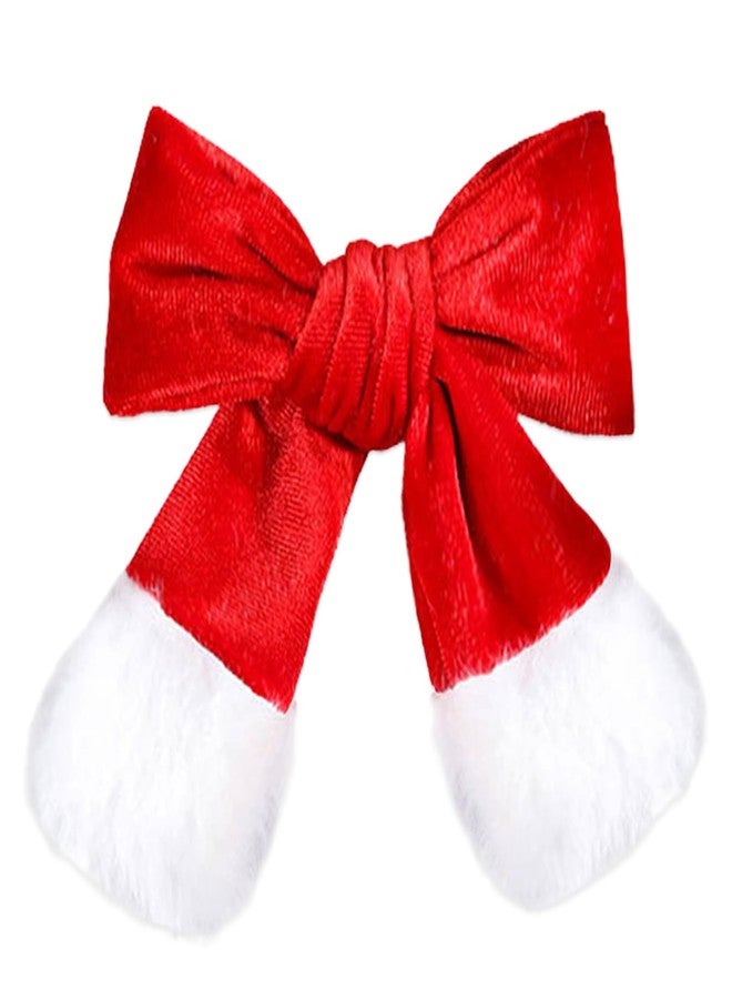 AIUPUOC Christmas Hair Bows for Women Red Hair Bow Clips Velvet Hair Bow Christmas Large Bow Clips Big Bows for Girls Xmas Party Gift Cute Furry Christmas Hair Accessories for Hair Decoration 1Pcs - Image 1