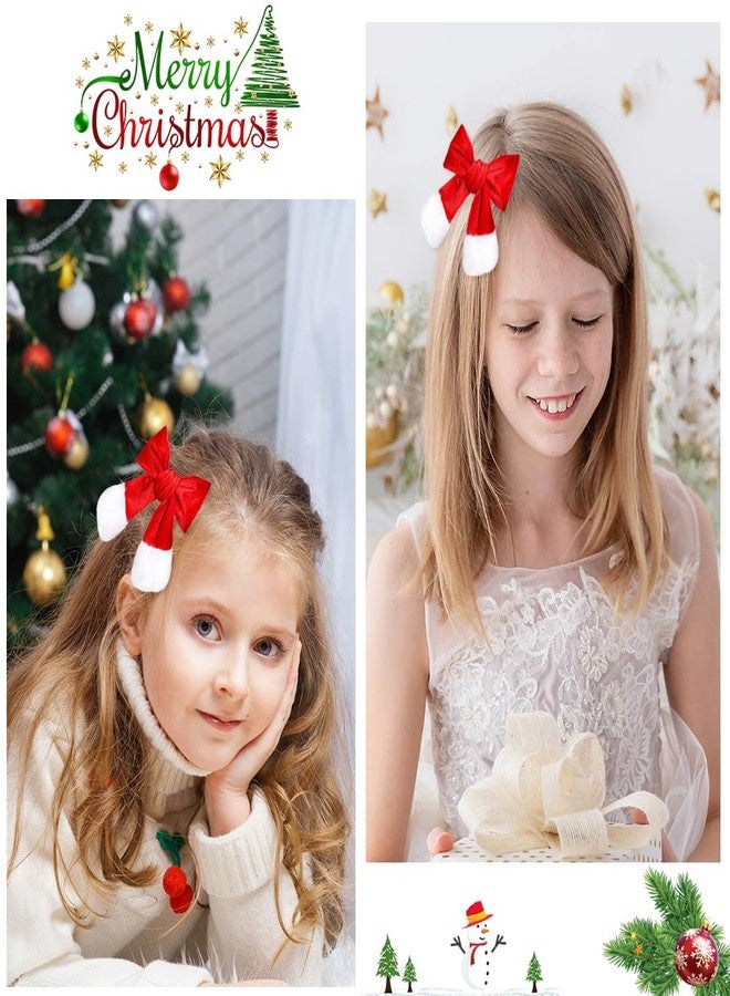 AIUPUOC Christmas Hair Bows for Women Red Hair Bow Clips Velvet Hair Bow Christmas Large Bow Clips Big Bows for Girls Xmas Party Gift Cute Furry Christmas Hair Accessories for Hair Decoration 1Pcs - Image 4