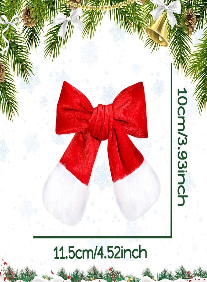 AIUPUOC Christmas Hair Bows for Women Red Hair Bow Clips Velvet Hair Bow Christmas Large Bow Clips Big Bows for Girls Xmas Party Gift Cute Furry Christmas Hair Accessories for Hair Decoration 1Pcs - Image 2