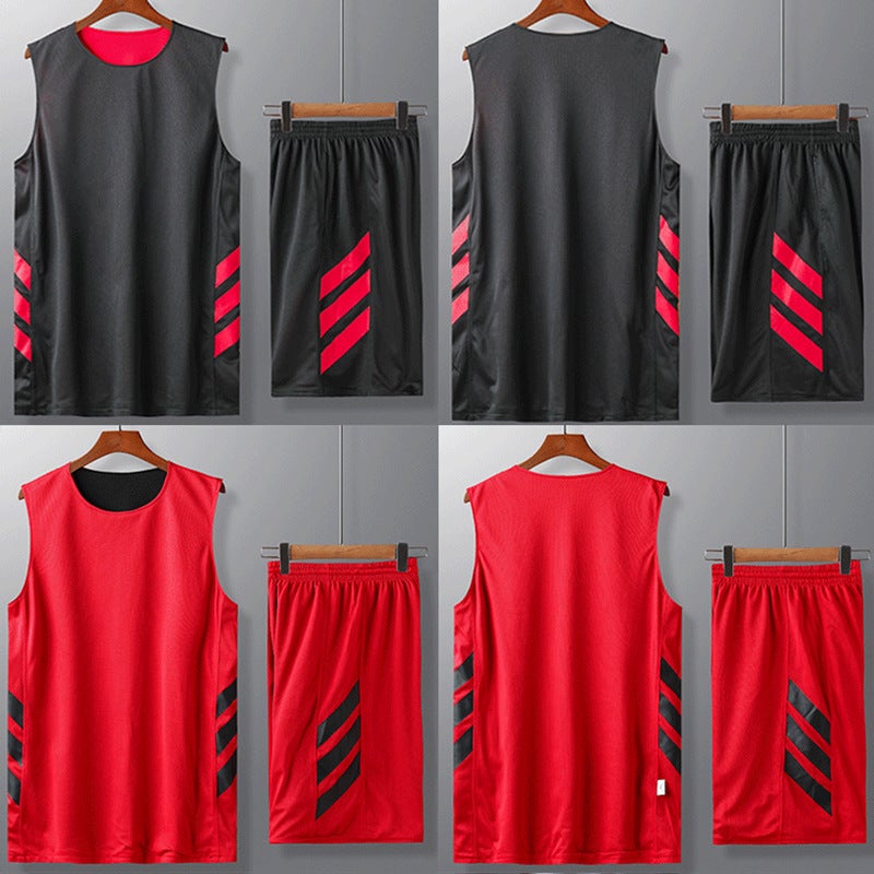 Generic Double-sided Basketball Suit suit Mens Mesh Breathable Competition Suit Group Buying Childrens Personalized Jersey Printing Printing black red double-sided 
