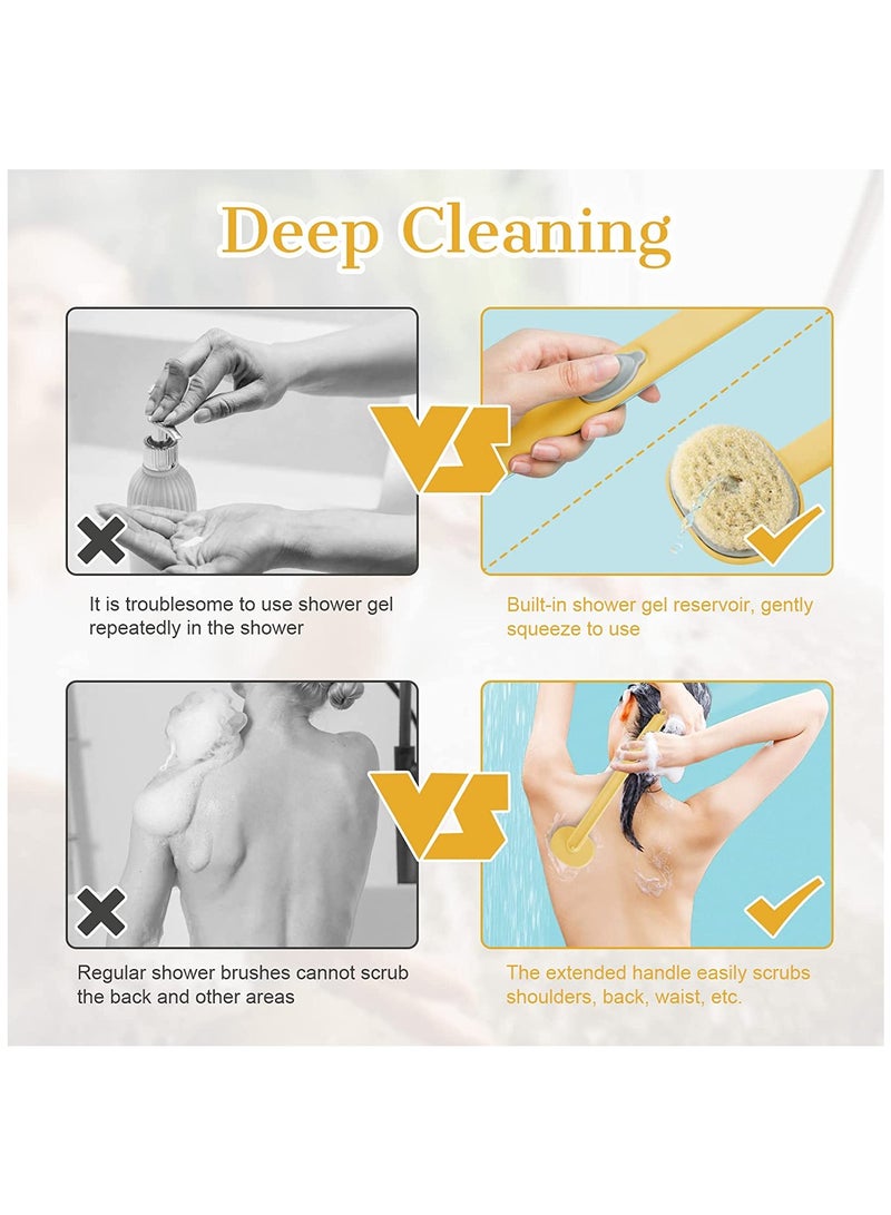 Long Handle Bath Brush with Soap Dispenser, Exfoliating Back Brush for Shower, Convenient Storage, Ideal for Deep Cleaning and Massaging Hard-to-Reach Areas. - Image 3