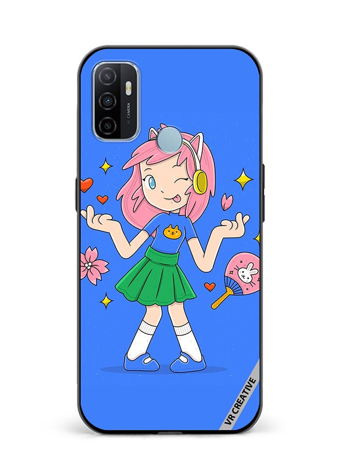 VR CREATIVE Protective Case Cover For Oppo A53 Hand Drawn Otaku Vector Design Multicolour - Image 1