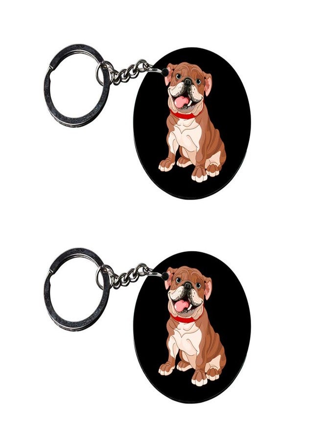 Anuman007 | dog tag keychain | keychain for mobile cover for girls Printed Wooden Keychains | Circle Shape Set of 2 keyrings 2x2 inch - Image 2