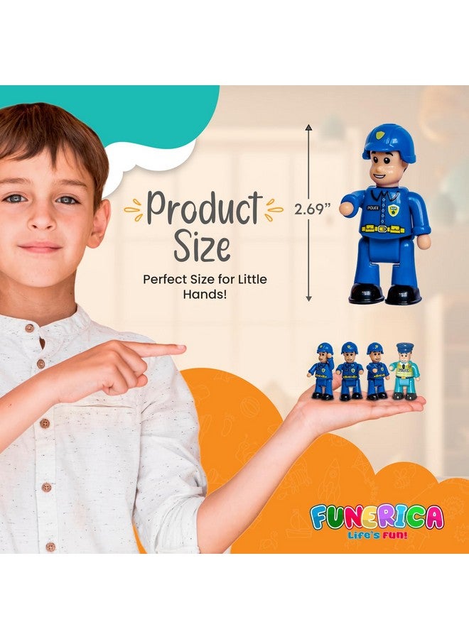 FUNERICA Police Officer Toy Figures- 4 Detailed Policeman & Police Chief - Imaginative Play Action Figures for Toddlers & Kids Roleplay - Little People Figurines - Mini Community Helpers - Image 5