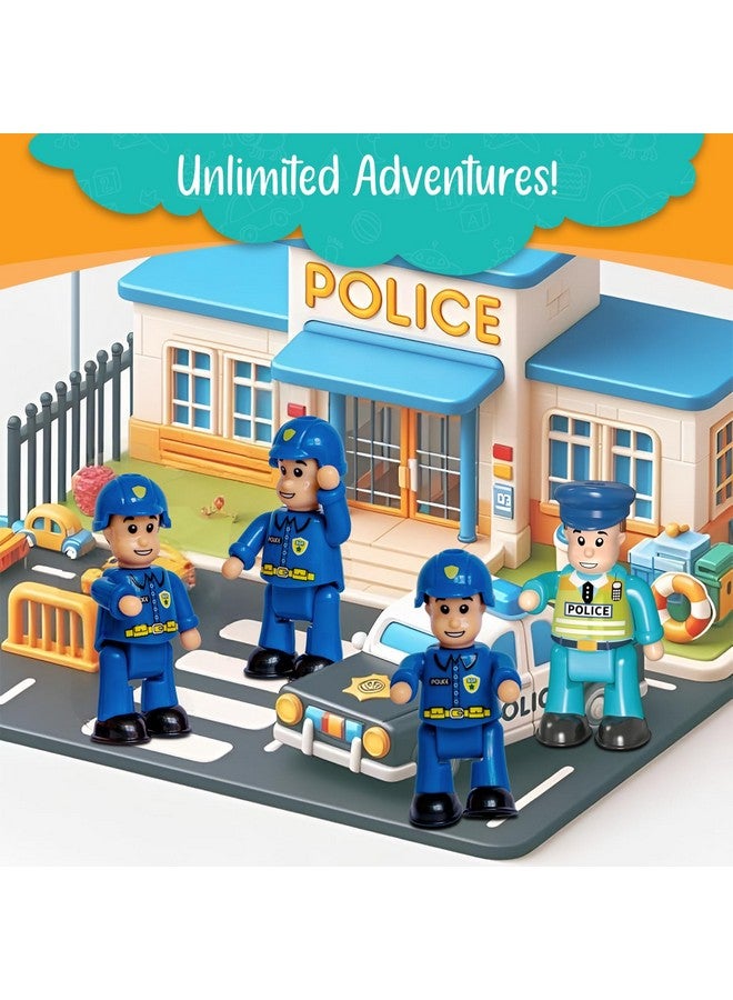 FUNERICA Police Officer Toy Figures- 4 Detailed Policeman & Police Chief - Imaginative Play Action Figures for Toddlers & Kids Roleplay - Little People Figurines - Mini Community Helpers - Image 3