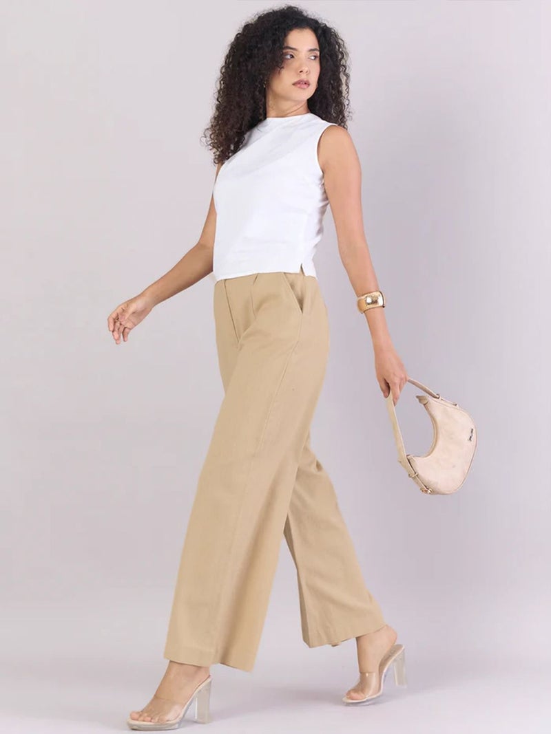 Powersutra Loose Fit Trousers for Women in Cream - Image 4