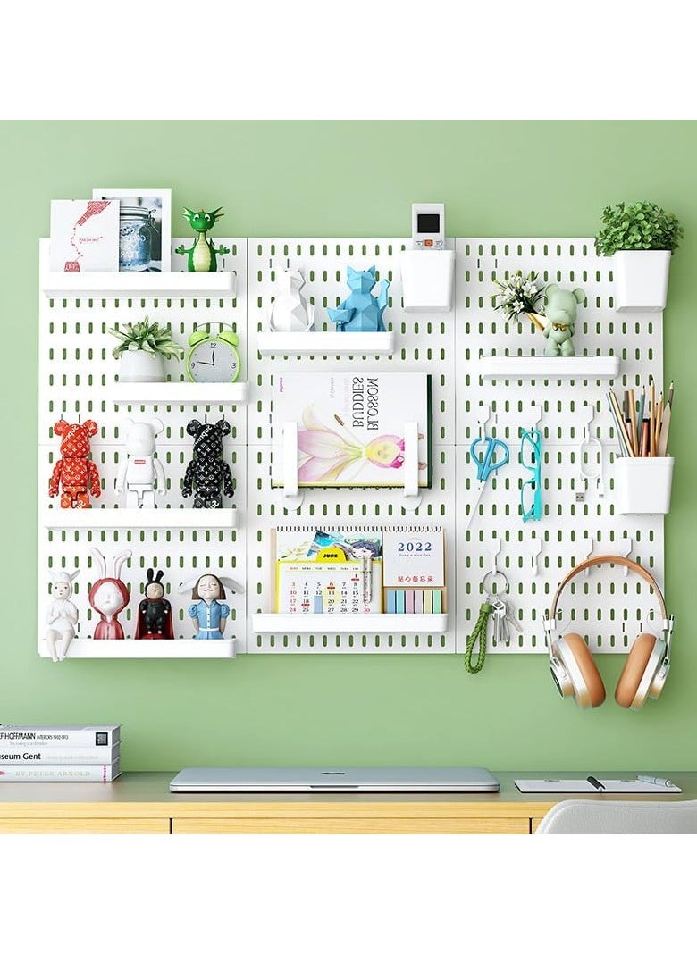 TAPIT Wall Mount Pegboard Combination Pegboard Wall Display Organizer Panels Kit with 20Pcs Accessory ABS Plastic Desk Pegboard Stand with Hooks for Bedroom Home Office Kitchen Bathroom Shelves  - Image 1
