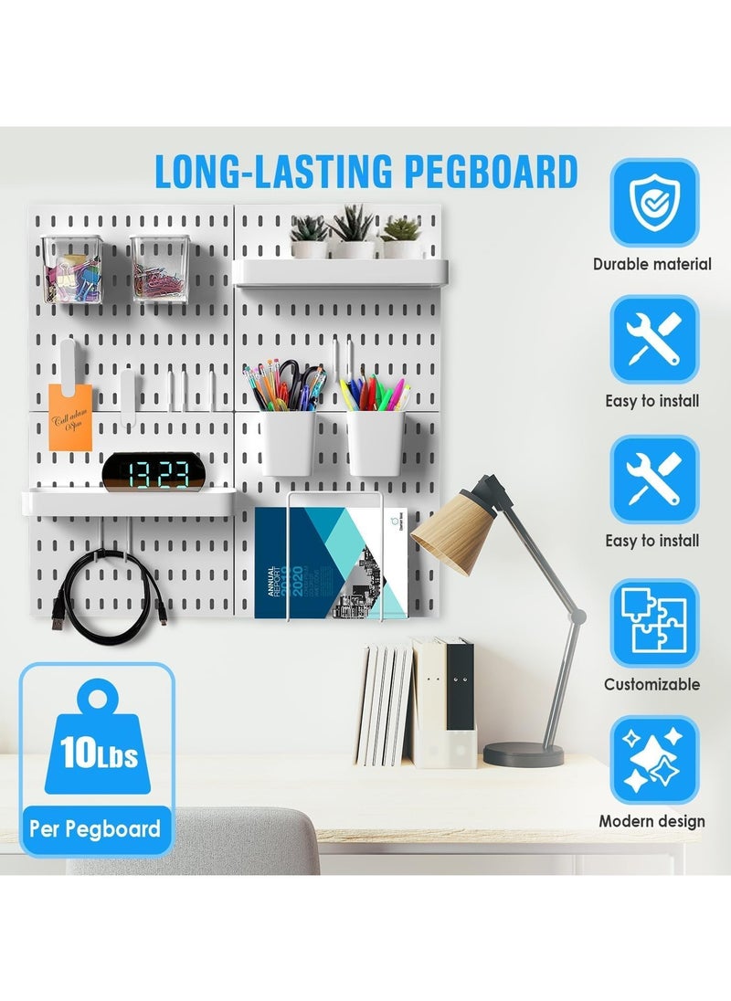TAPIT Wall Mount Pegboard Combination Pegboard Wall Display Organizer Panels Kit with 20Pcs Accessory ABS Plastic Desk Pegboard Stand with Hooks for Bedroom Home Office Kitchen Bathroom Shelves  - Image 3