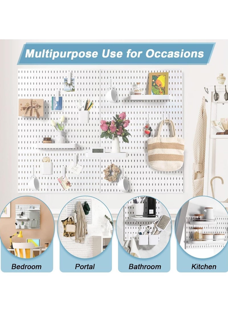 TAPIT Wall Mount Pegboard Combination Pegboard Wall Display Organizer Panels Kit with 20Pcs Accessory ABS Plastic Desk Pegboard Stand with Hooks for Bedroom Home Office Kitchen Bathroom Shelves  - Image 4