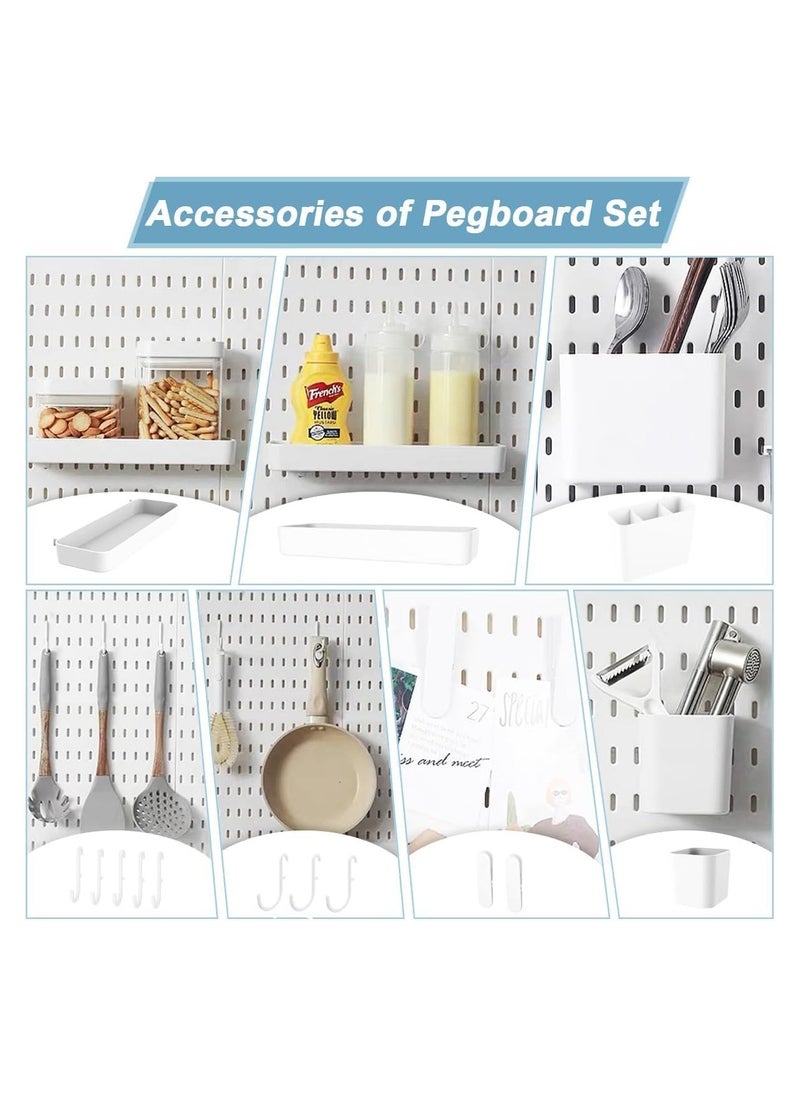 TAPIT Wall Mount Pegboard Combination Pegboard Wall Display Organizer Panels Kit with 20Pcs Accessory ABS Plastic Desk Pegboard Stand with Hooks for Bedroom Home Office Kitchen Bathroom Shelves  - Image 5