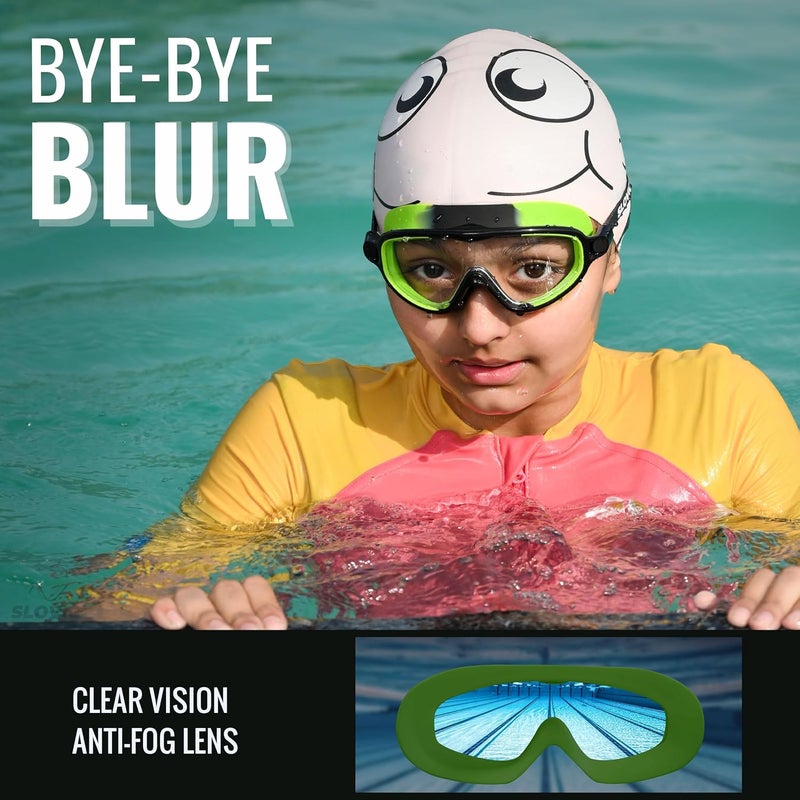 SLOVIC Swimming Goggles for Kids 10-14 Years [Green] | Swimming Pool Accessories for Kids | Anti-Fog & UV Protected Goggles for Boys & Girls | Swimming Glasses for Kids with Adjustable Straps - Image 3